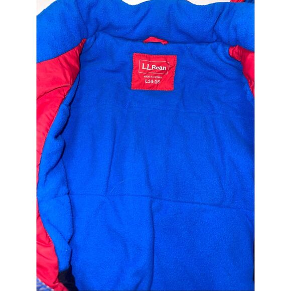 Vintage LL Bean Kids Zip Up Hooded Jacket Coat Fleece Lined Winter Youth Size L - Picture 3 of 7